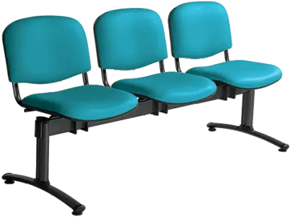 CL - 23, čalouněná lavice do čekárny, 3-sedák, koženka AN - 078 tyrkysová, kostra černá